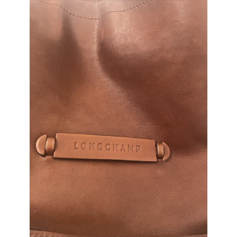 Longchamp Paris Leather Brown Handbag Tote Bag Satchel Purse Classic Preppy See - Picture 2 of 16